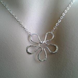 Flower Necklace, Gift, Jewelry, Necklace, Silver..