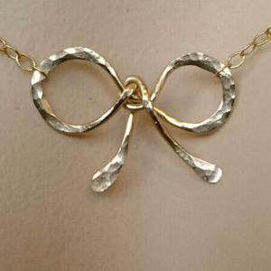Gold Choker, Bow Necklace - Love Kn..