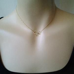 Gold Choker, Bow Necklace - Love Kn..