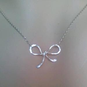 Bow Necklace, Silver or Gold Bow pe..
