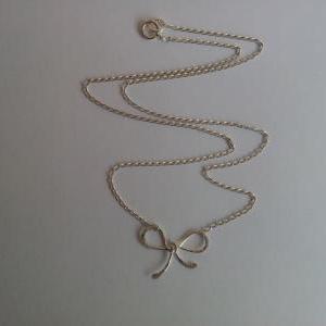 Bow Necklace, Silver or Gold Bow pe..