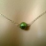 Green Freshwater Pearl Pendant Necklace - Single..