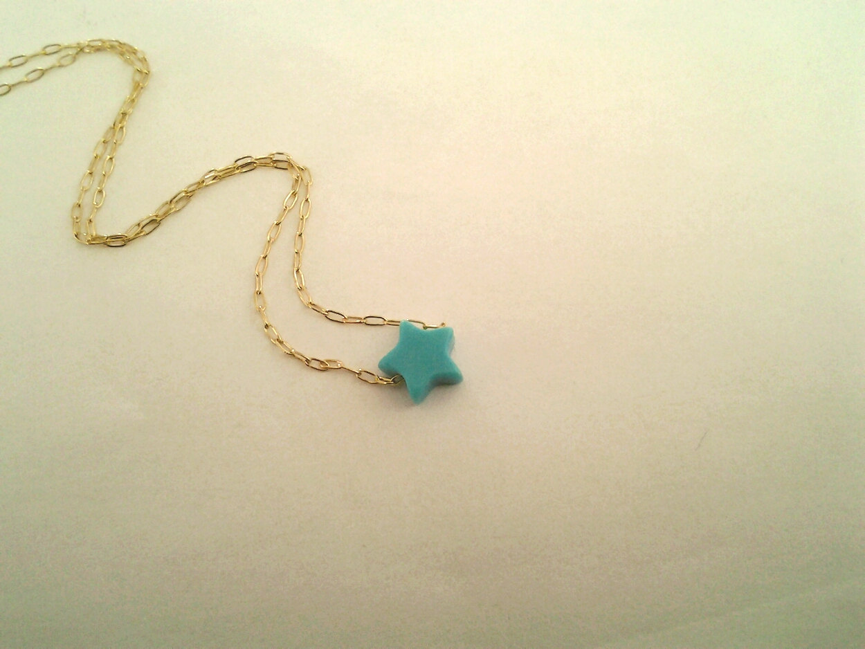 SALE, Star, Turquoise, Jewelry, necklace, birthstone, Dainty Howlite Turquoise stone star pendant necklace, tiny Turquoise charm, Birthsto