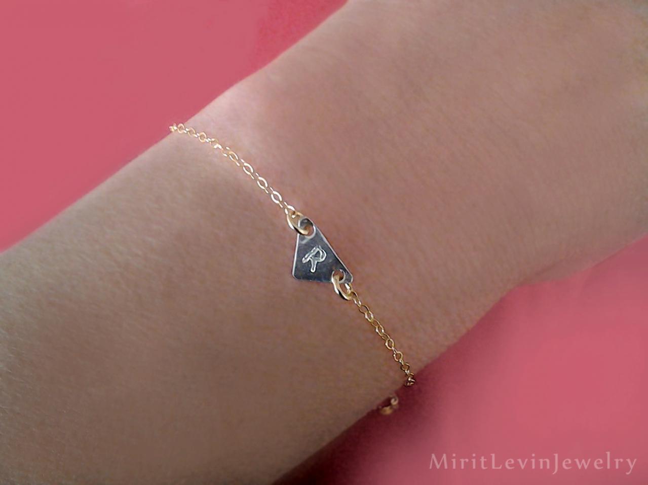 Initial Bracelet, personalized Bracelet, Birthday gift, custom ,monogram, jewelry, letter bracelet,bengle, Friendship, triangle, charm, gif