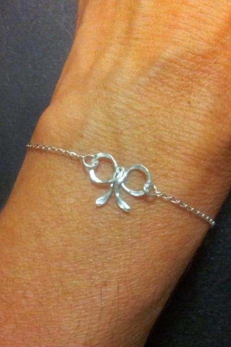 Bow Bracelet, Bridesmaid Gift Jewelry Love Knot promise, bow Charm Birthday sister,best friend friendship Sterling silver or 14K Gold filled