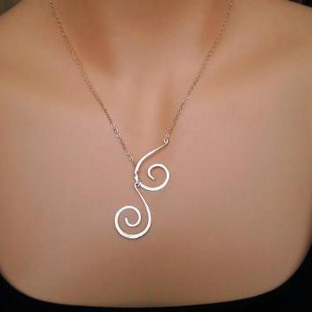 Silver Or Gold Lariat Spiral Necklace,Lariat, Hammered Necklace, Spiral ...