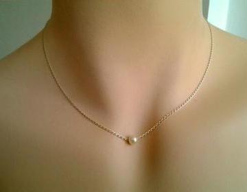 Pearl Necklace, White Pearl Pendant Necklace - single freshwater pearl on sterling silver chain